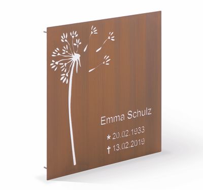 Inschriftenplatte z.B. am Grabstein
