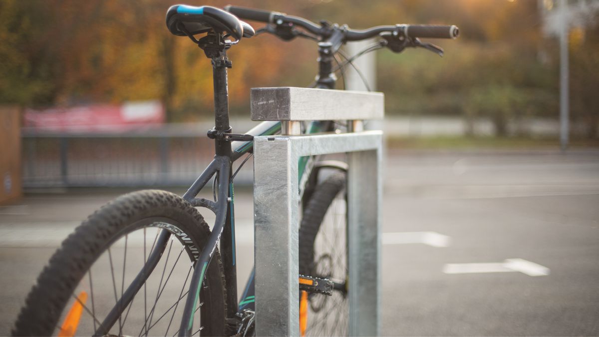 Fahrradparker Oldenburg, feuerverzinkt, mit Anlehnbügel aus Holz